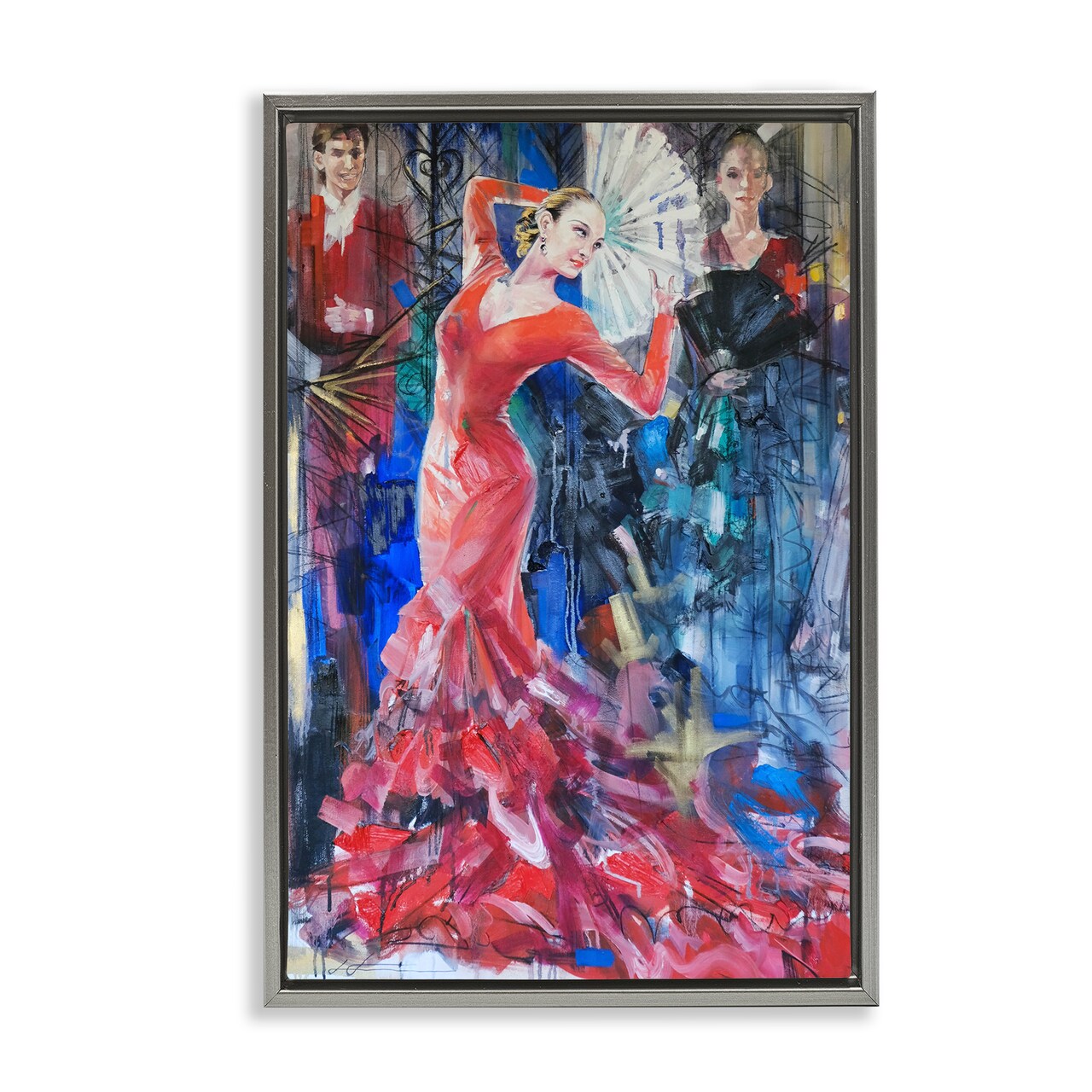 Stupell Industries Bold Dancer with Fan Floating Frame Design by Lucille Lee